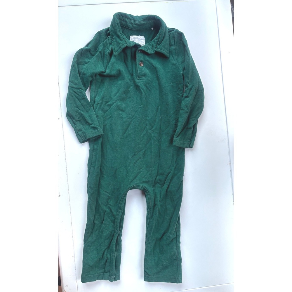 Little Sleepies Play Polo Romper Green French Terry 12-18 Months